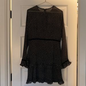 Lulus Black Polka Dot Long Sleeve Mini Dress